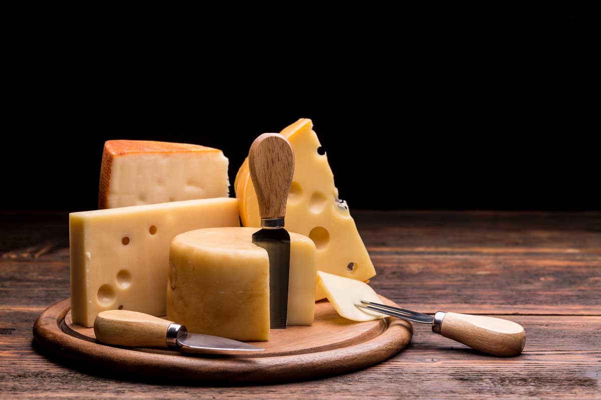不同的农场用奶酪刀做的奶酪