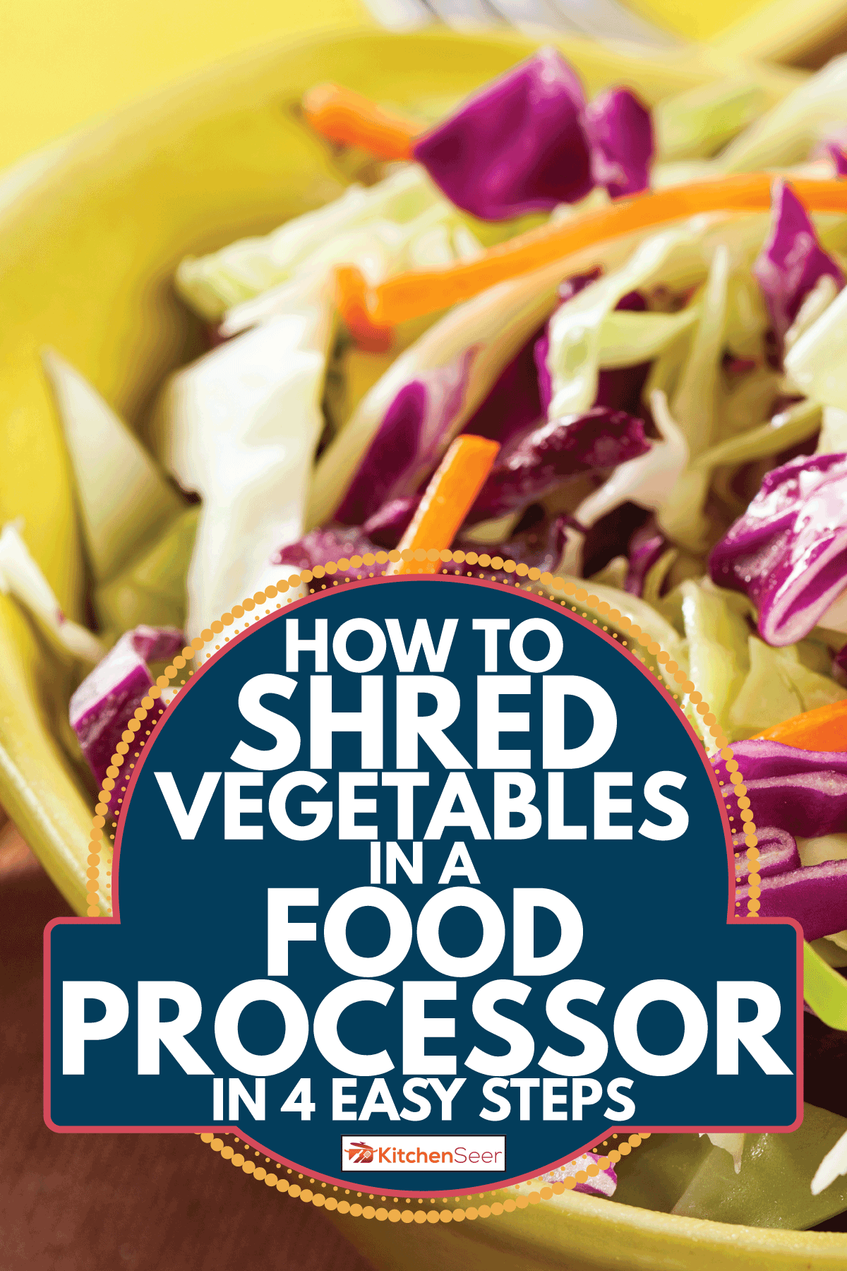自制卷心菜生菜沙拉。如何在食品加工机中用简单的4步切碎蔬菜