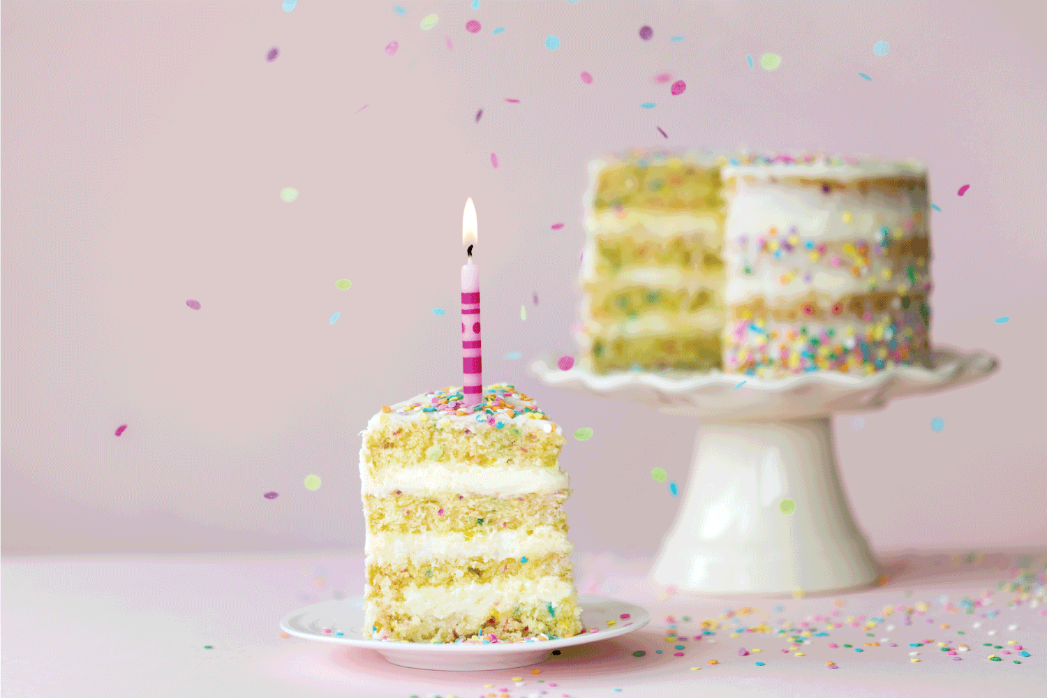生日蛋糕，一根蜡烛，去掉一片蛋糕
