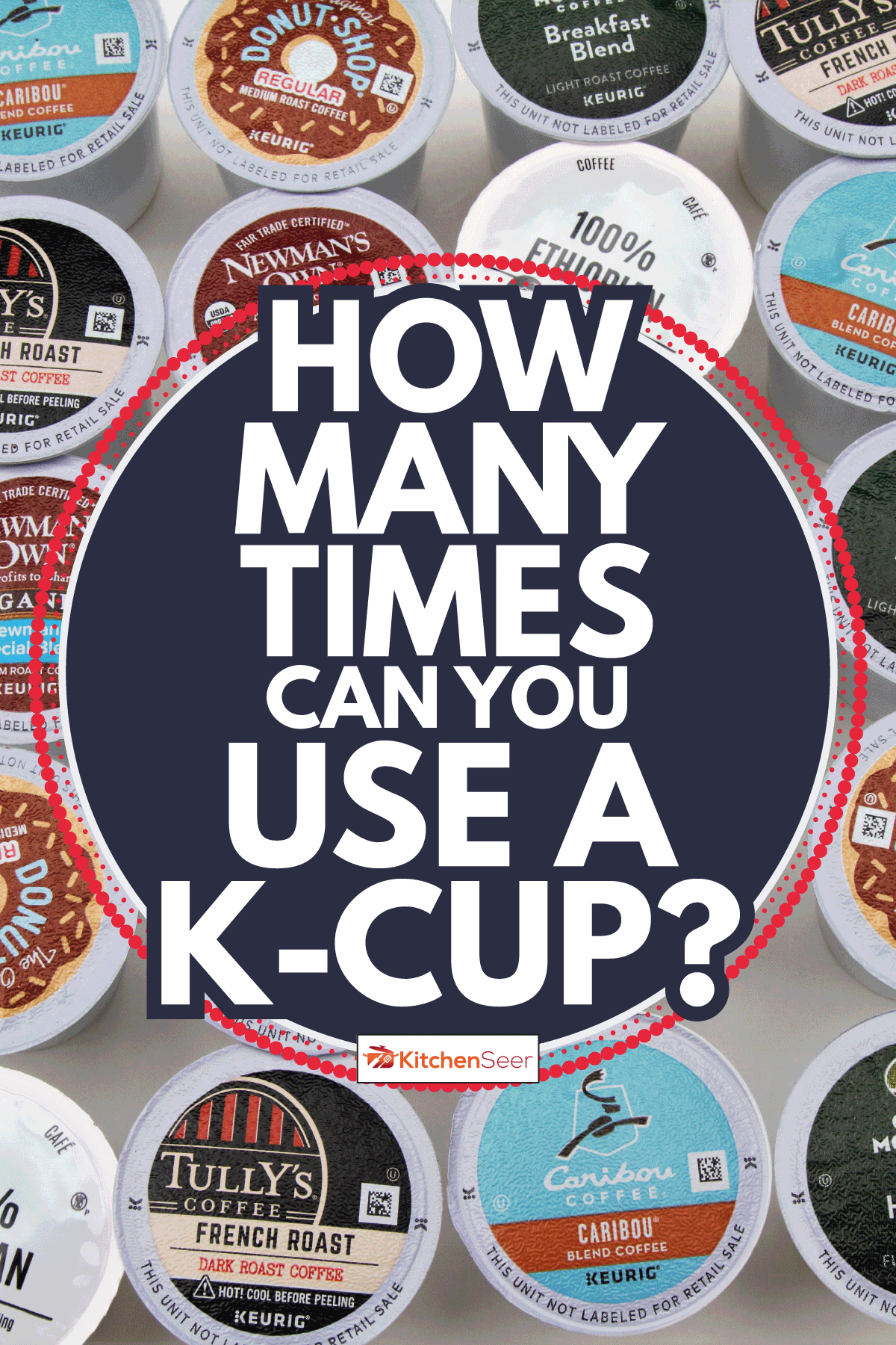 一大群各种品牌的咖啡豆荚Keurig单杯咖啡机。有多少次你能使用k