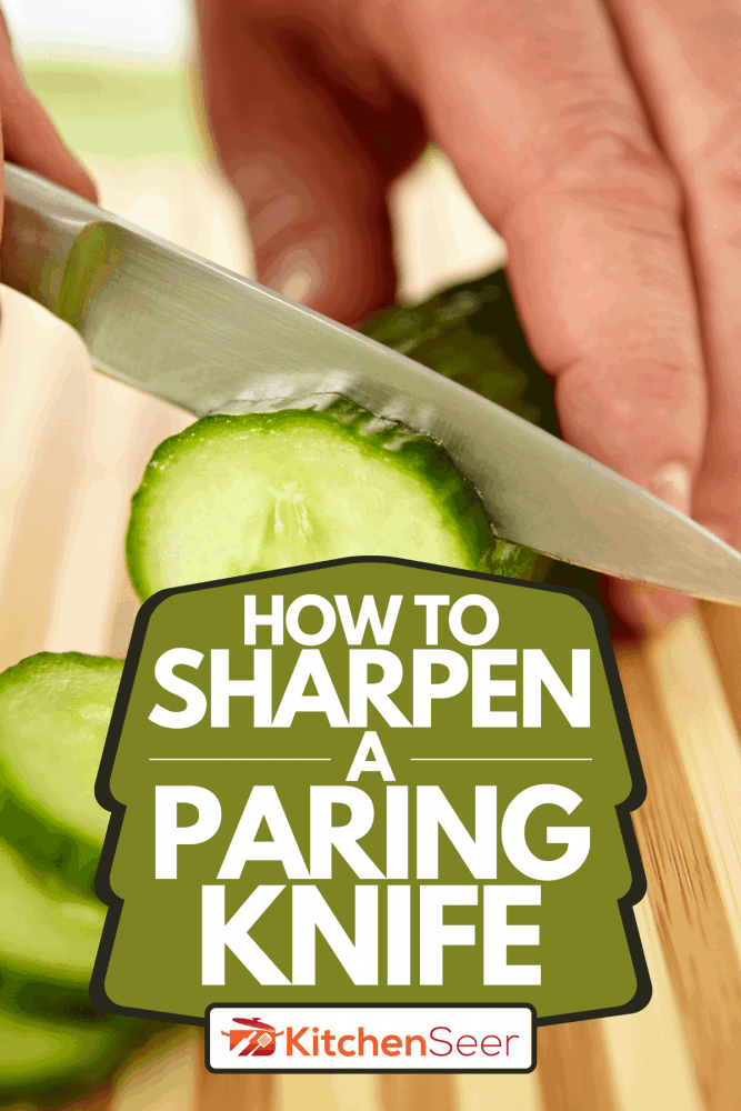 在切菜板上用刀手切黄瓜，如何磨削削刀”width=