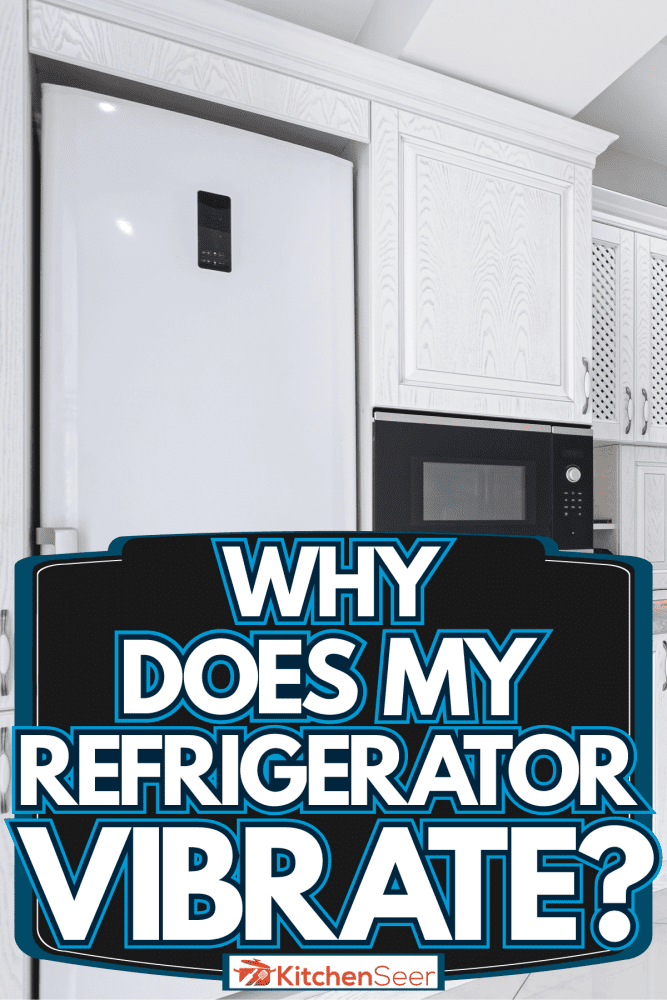 现代白色主题厨房，白色橱柜和橱柜，还有一bd手机下载个巨大的白色冰箱，为什么我的冰箱会振动?