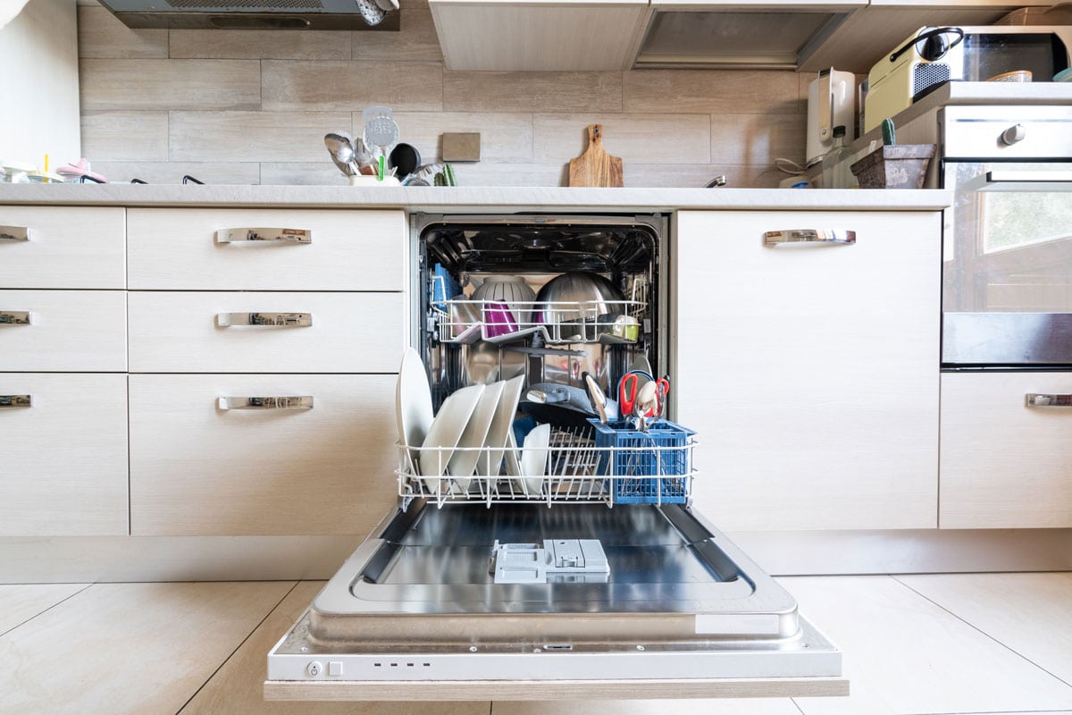 打开洗碗机装满了厨房用具bd手机下载