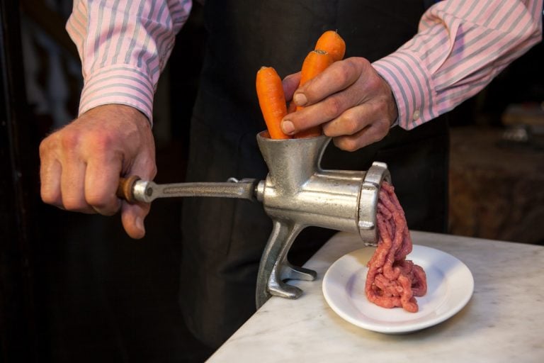 肉食和素食者和一个绞肉机,你能把蔬菜放在一个绞肉机吗?