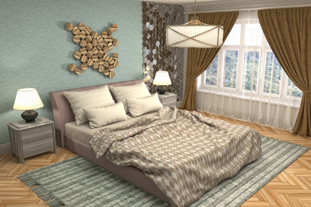 photo of a modern bedroom design pallet wood flooring on the floor
