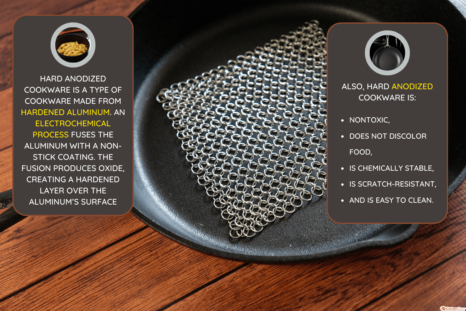 小环链甲洗涤器-适用于铸铁，不锈钢，硬质阳极氧化炊具和其他锅和锅。为铸铁炊具，荷兰烤箱，砂锅，不锈钢炊具，炒锅和更多-什么是硬阳极氧化炊具，它是安全的