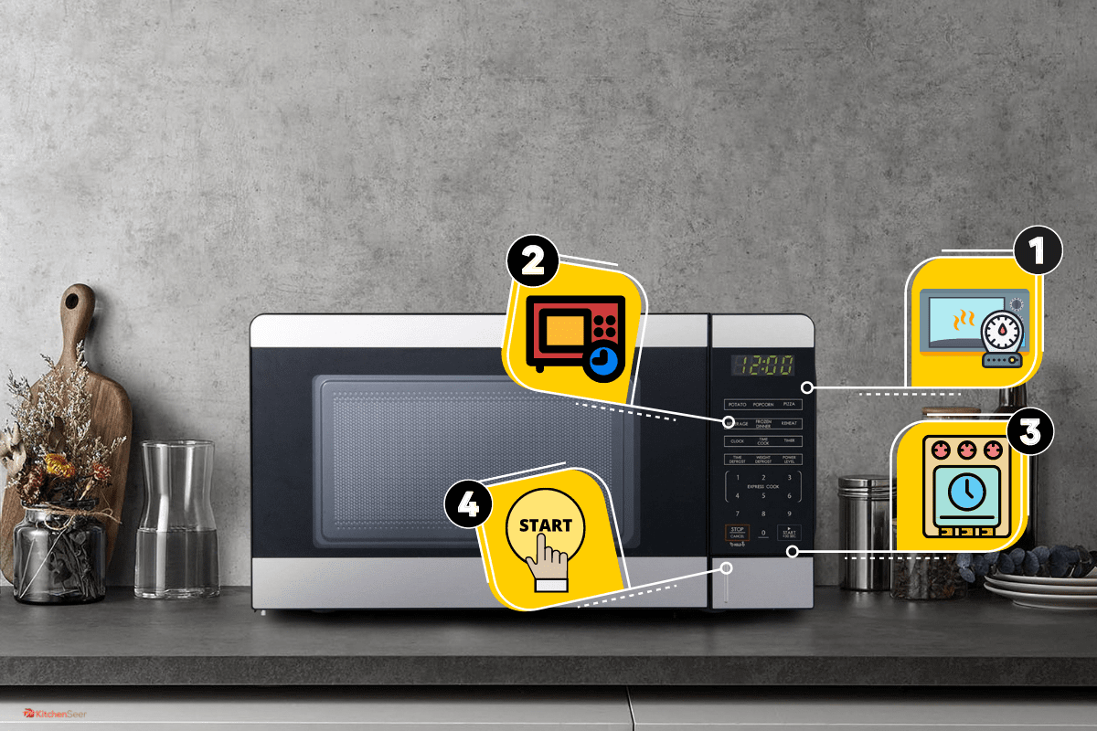 厨房台面上的现代黑色微波炉。bd手机下载如何在GE烤箱上设置延迟和开始时间(一步一步的指南)