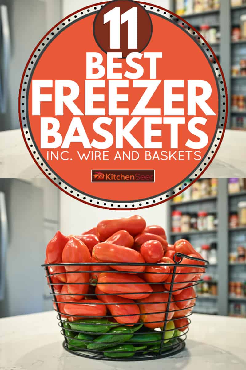 新鲜的西红柿和辣椒装在铁丝篮子里，11个最佳冷冻篮[电线和塑料公司]