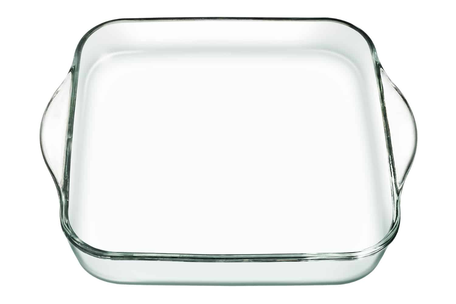 防希思玻璃砂锅烤盘，两侧把手隔离在白色背景上＂width=
