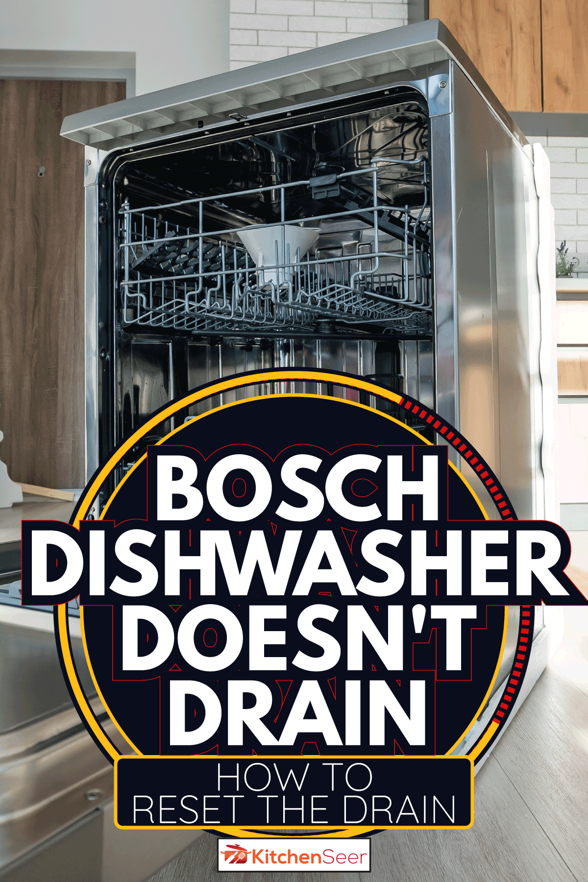 开放式集成洗碗机在现代厨房。bd手机下载博世洗碗机不排水-如何重置排水管
