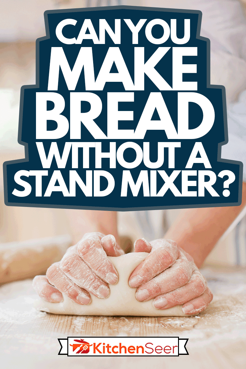 女人在厨房柜台上揉面团，没有搅拌器你能做面包吗?bd手机下载
