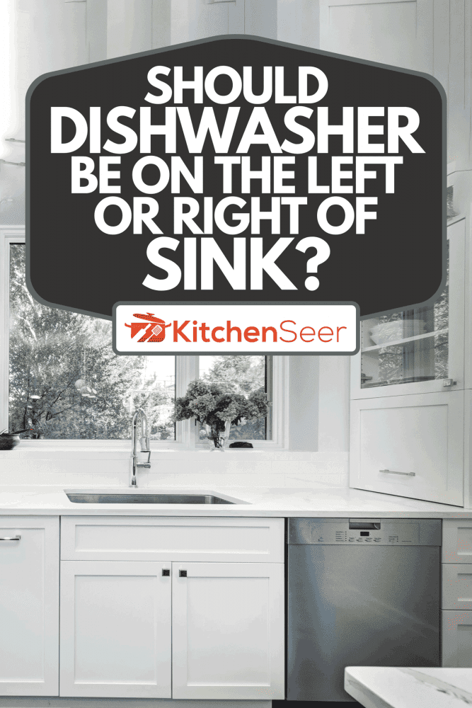 带洗碗机和白色bd手机下载橱柜的现代厨房水槽，洗碗机应该在水槽的左边还是右边?”width=