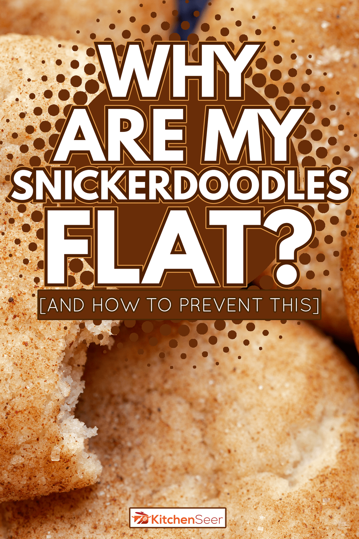 自制snickerdoodle饼干的俯视图，少了一口-为什么我的snickerdoodle是平的[以及如何防止这种情况]