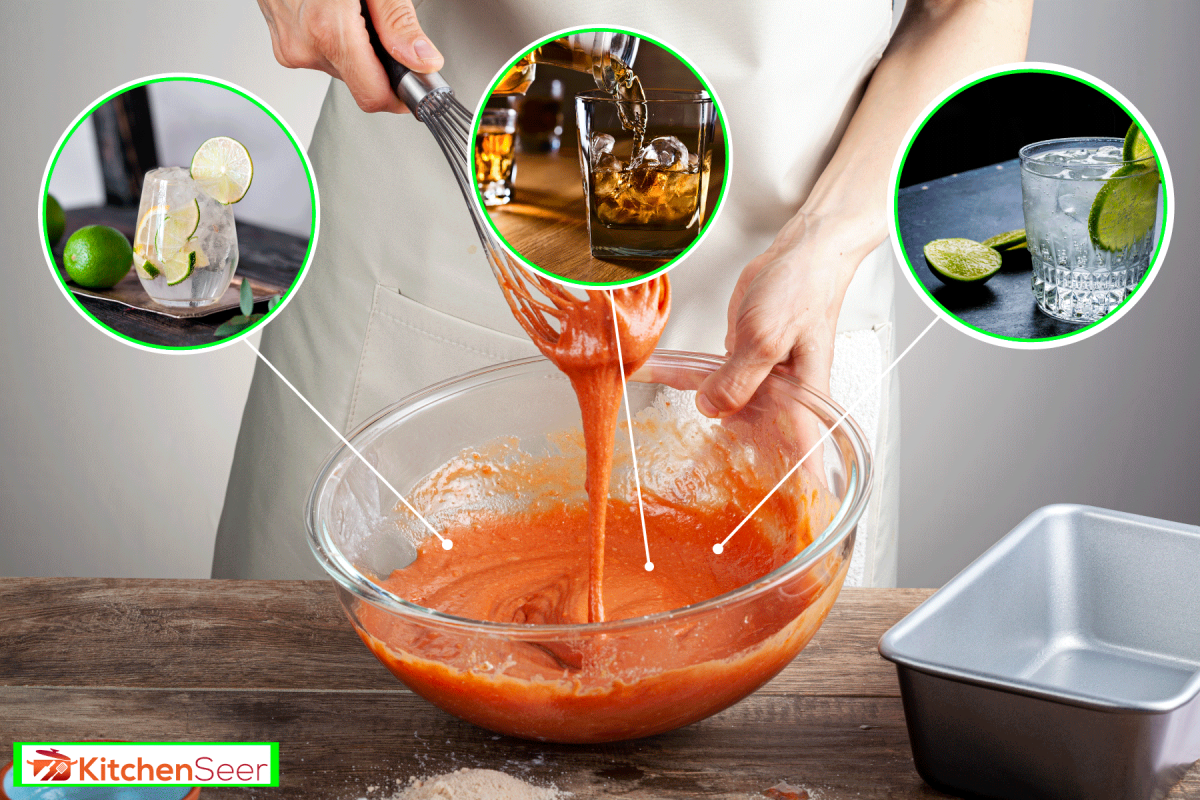 男子混合橙色食用色素在一个玻璃搅拌碗，如何稀释凝胶食用色素