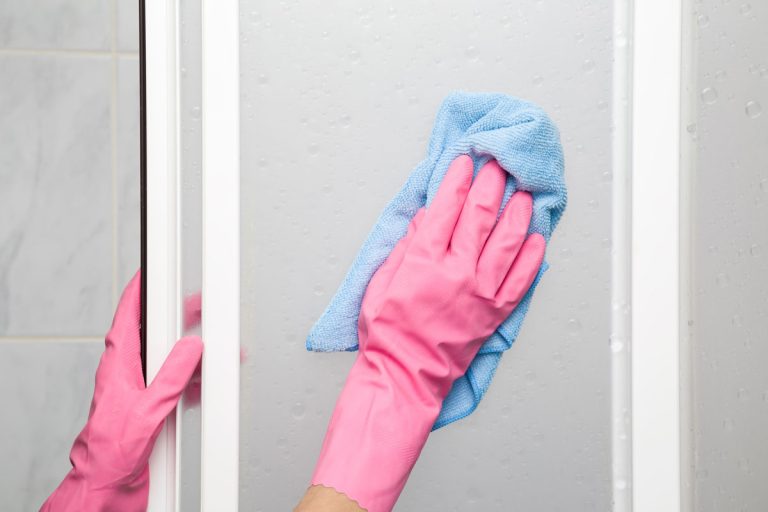 女人清理冰箱的内侧壁,如何从冰箱清洁模具公司。密封)