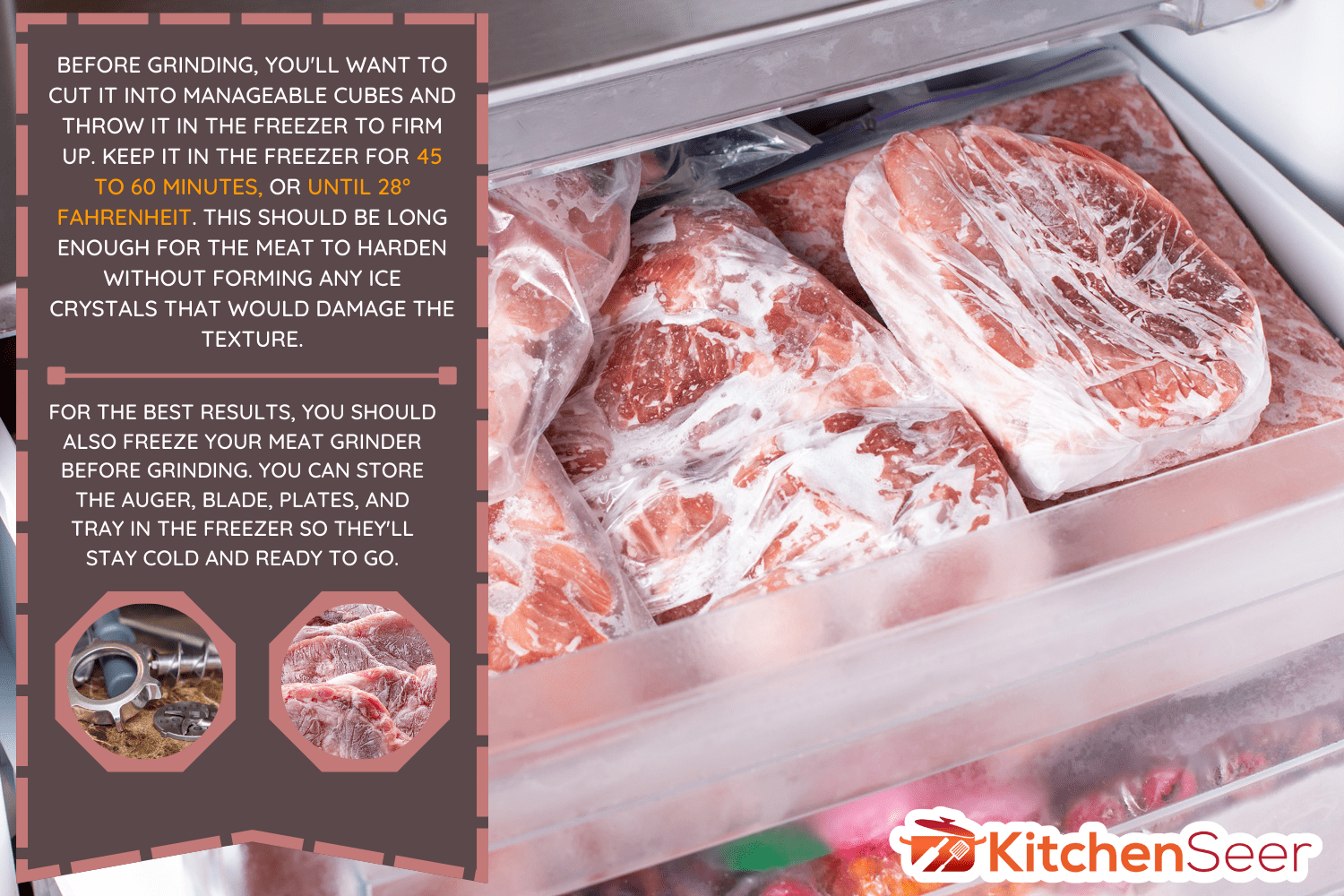 生的冻肉块。生猪排特写质感。快速冷冻肉类产品-在研磨或切片前冷冻肉类多长时间