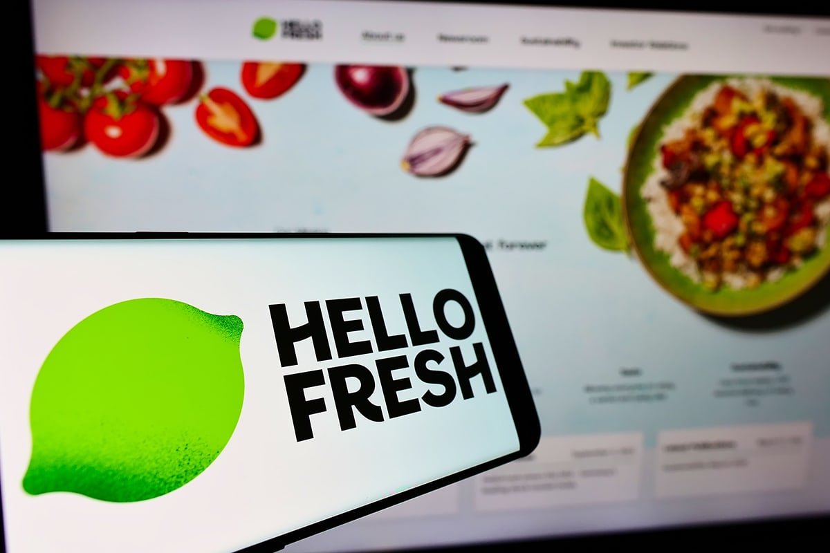 在商业网站前面的屏幕上显示HelloFresh SE